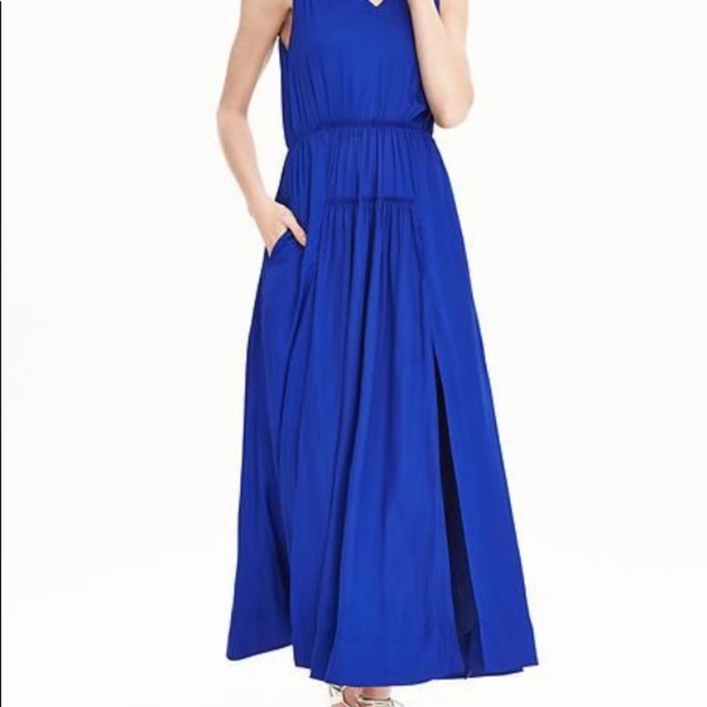 Banana republic blue silk maxi dress size 4